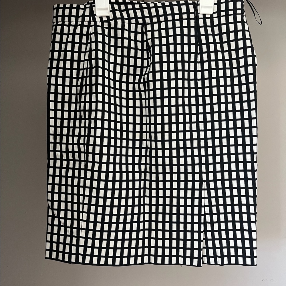 J. Crew Black and White Pleated Pencil Skirt